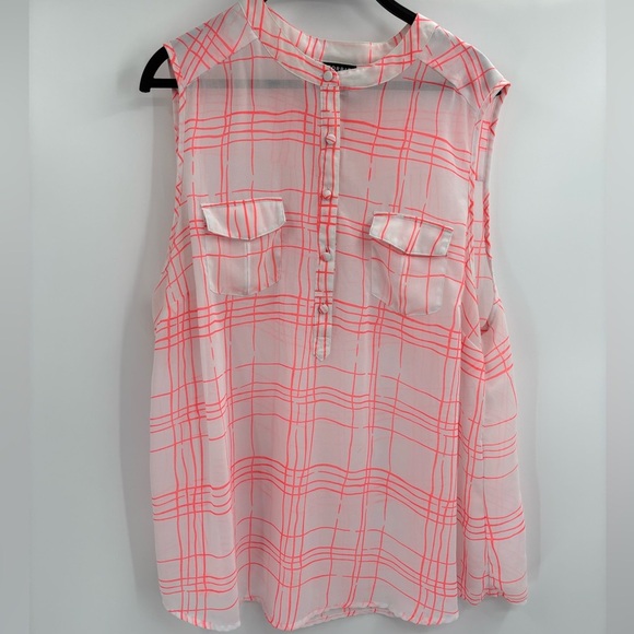 Torrid Womens Coral And Sheer White Sleeveless polyester Shirt Size 1x - Picture 1 of 15